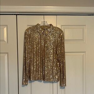 Holiday- Nanette Lepore Gold Sequin Top